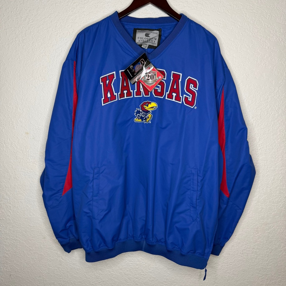 Colosseum Athletics Kansas Jayhawks Pullover Windbreaker Blue XXL Deadstock